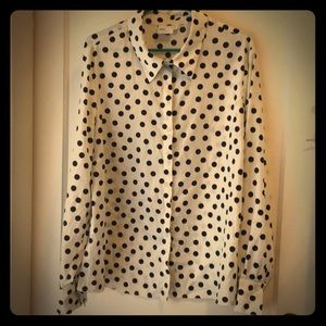 Cream and navy button up shirt